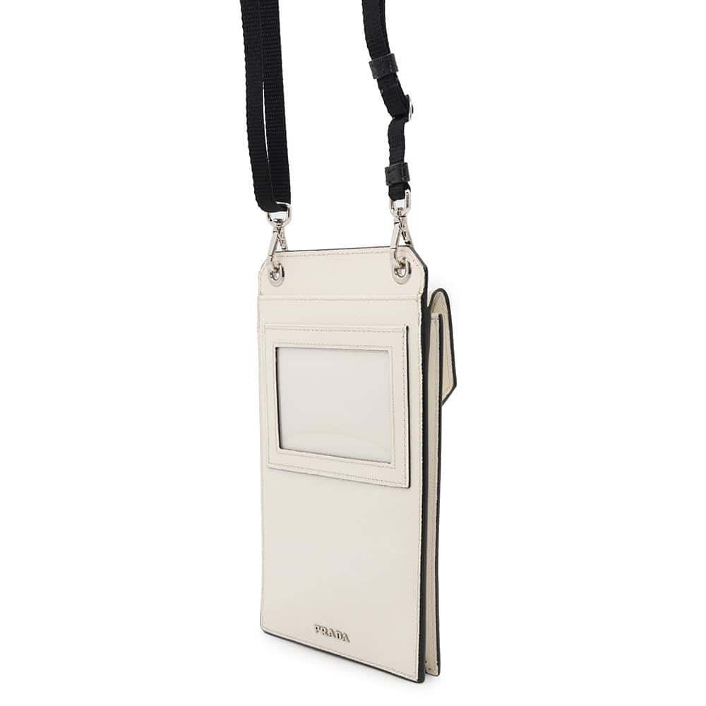 Prada White Leather Smartphone Holder Card Phone Pouch View 2